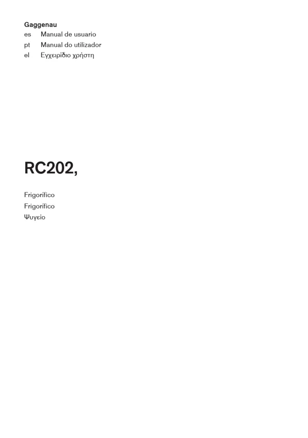 Manual Frigorífico Gaggenau RC202 9001866523_A