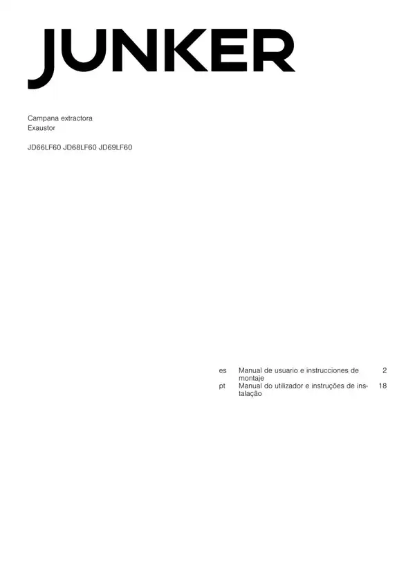 Manual Junker Campana extractora JD68LF60