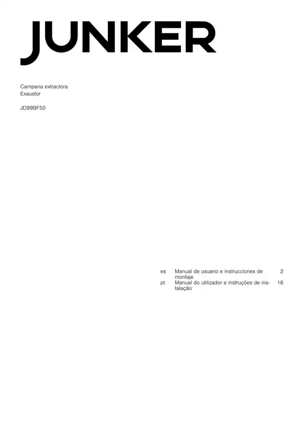 Manual Junker Campana extractora JD99BF50 9001666333_A